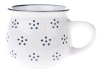 Hrnek keram. puntíkové kytičky modrý 230ml